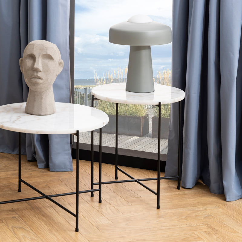 Avila Side Table with Polished Stone – White – image 5