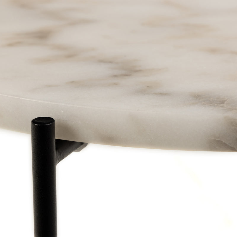 Avila Side Table with Polished Stone – White – image 6