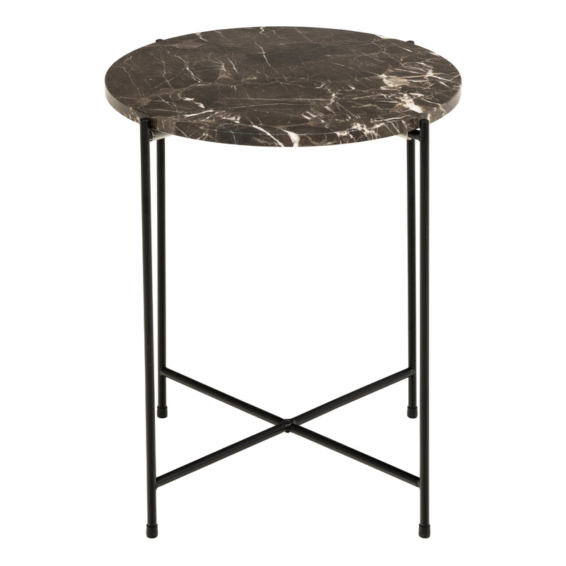 Avila Side Table with Polished Stone – Brown – image 1