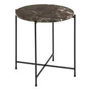 Avila Side Table with Polished Stone – Brown – image 2