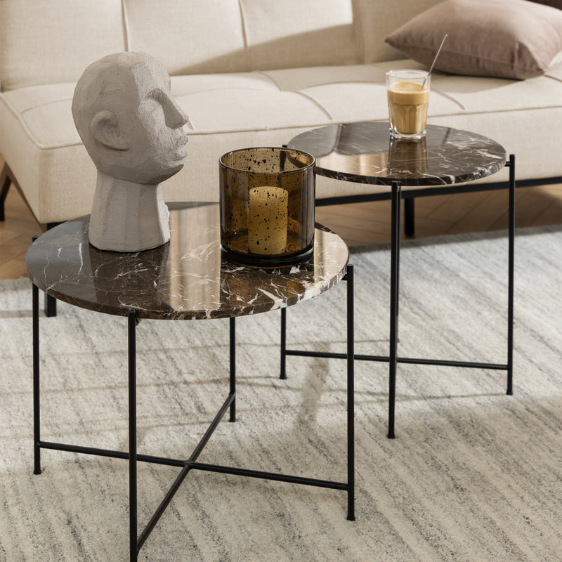 Avila Side Table with Polished Stone – Brown – image 5