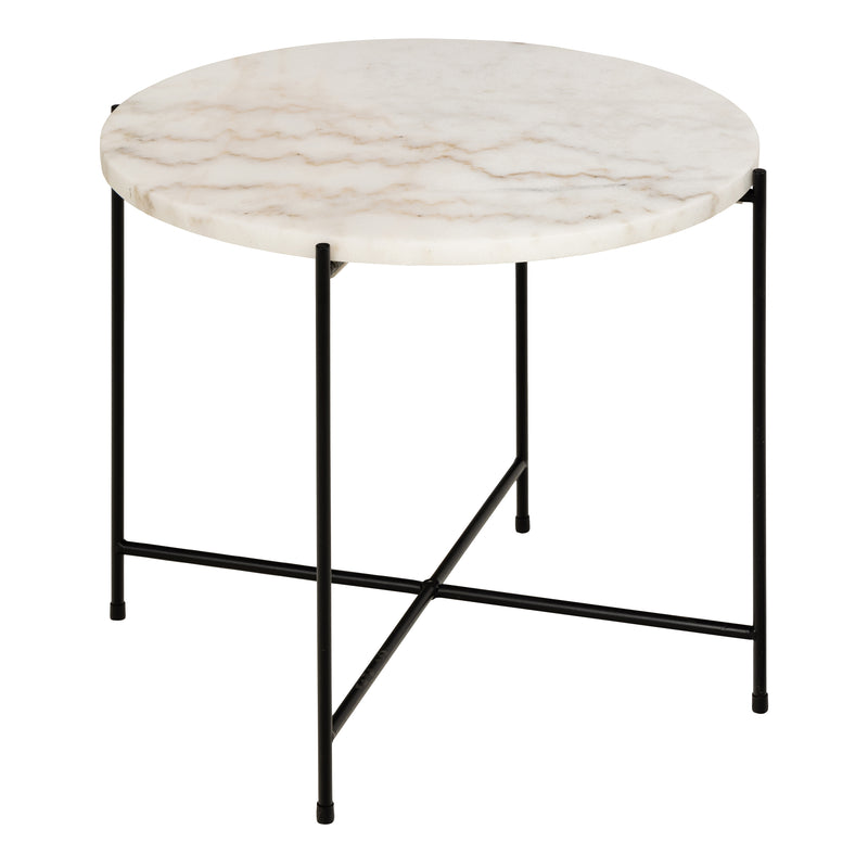 Avila Side Table with Polished Stone – White – image 1