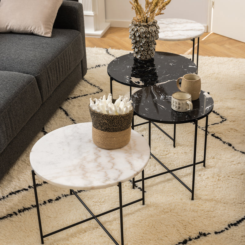 Avila Side Table with Polished Stone – White – image 4