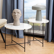 Avila Side Table with Polished Stone – White – image 6