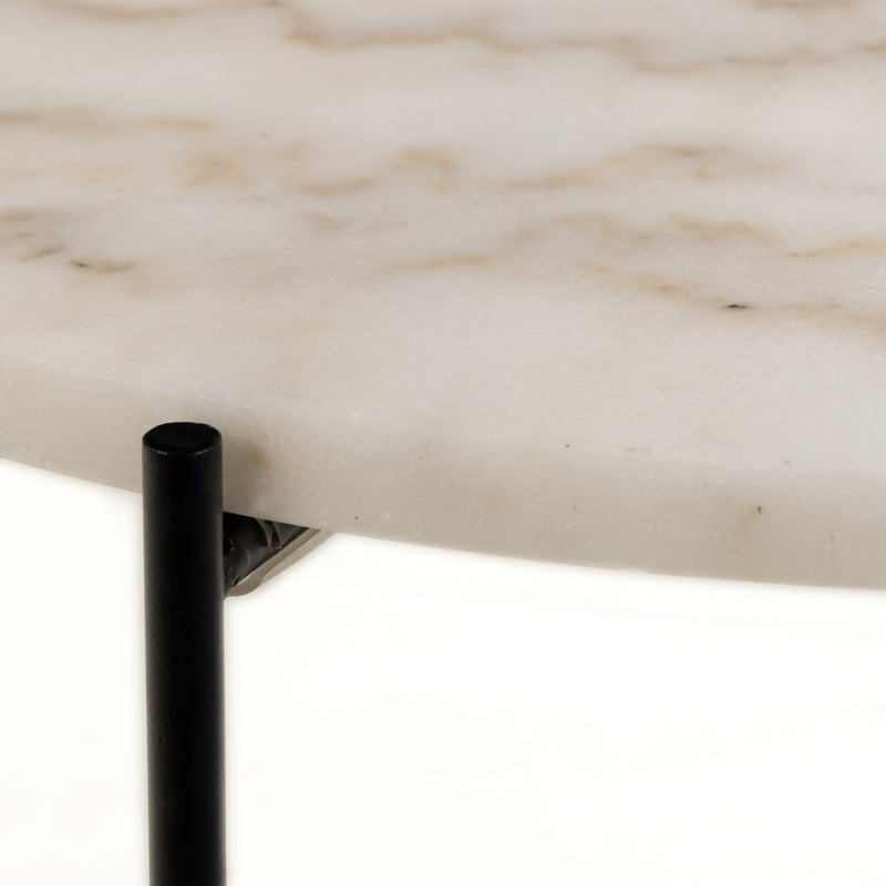 Avila Side Table with Polished Stone – White – image 7