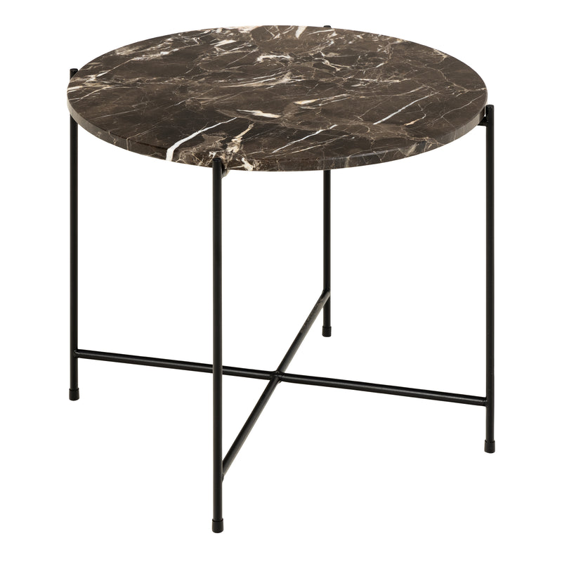 Avila Side Table with Polished Stone – Brown – image 1