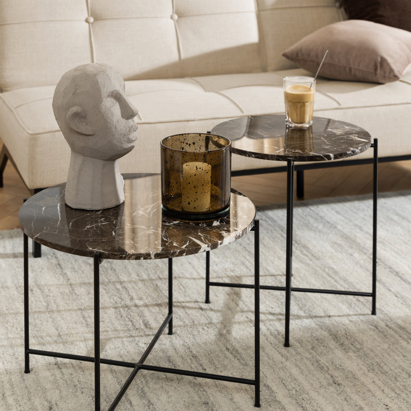 Avila Side Table with Polished Stone – Brown – image 4