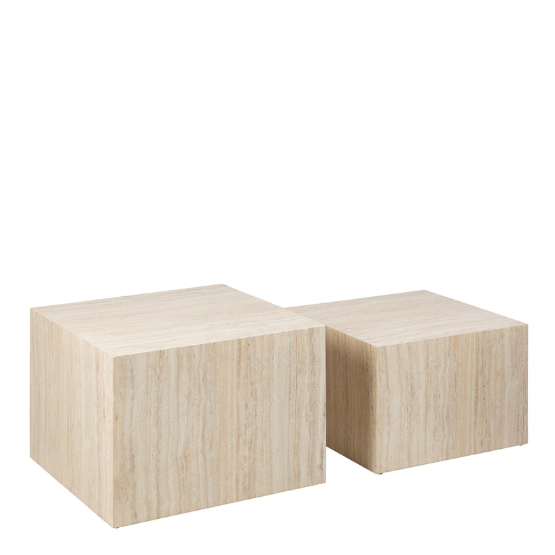 Dice Square Coffee Table Set Ocean Rough Paper – Travertine – image 1