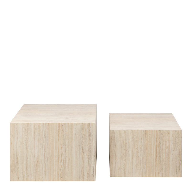 Dice Square Coffee Table Set Ocean Rough Paper – Travertine – image 2