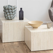 Dice Square Coffee Table Set Ocean Rough Paper – Travertine – image 4