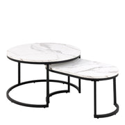 Spiro Coffee Table Set with White Marble Melamine Top & Black Legs – image 1