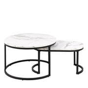 Spiro Coffee Table Set with White Marble Melamine Top & Black Legs – image 2
