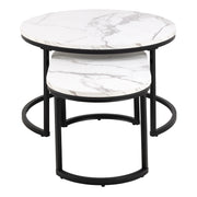 Spiro Coffee Table Set with White Marble Melamine Top & Black Legs – image 3