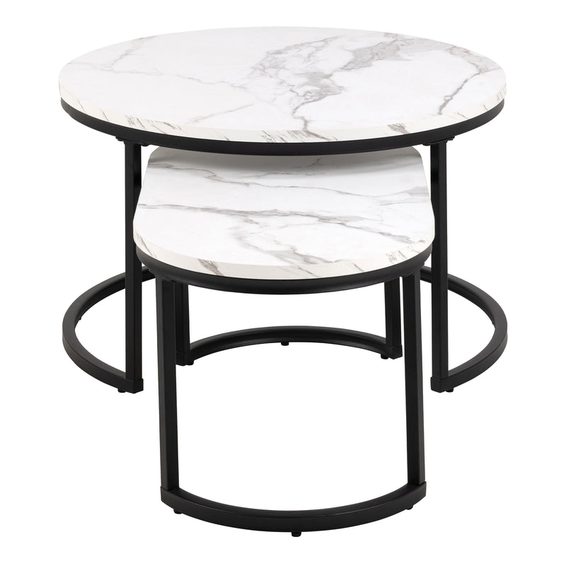 Spiro Coffee Table Set with White Marble Melamine Top & Black Legs – image 3
