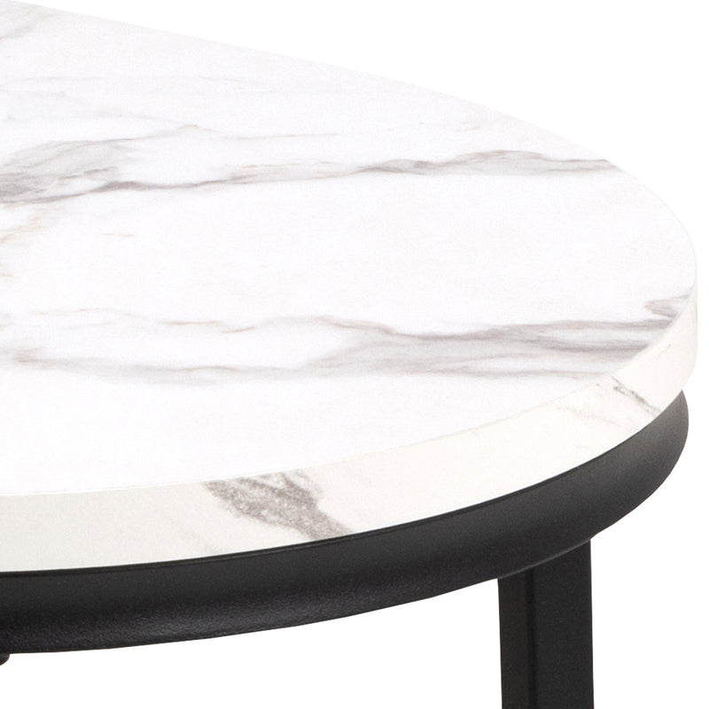Spiro Coffee Table Set with White Marble Melamine Top & Black Legs – image 5