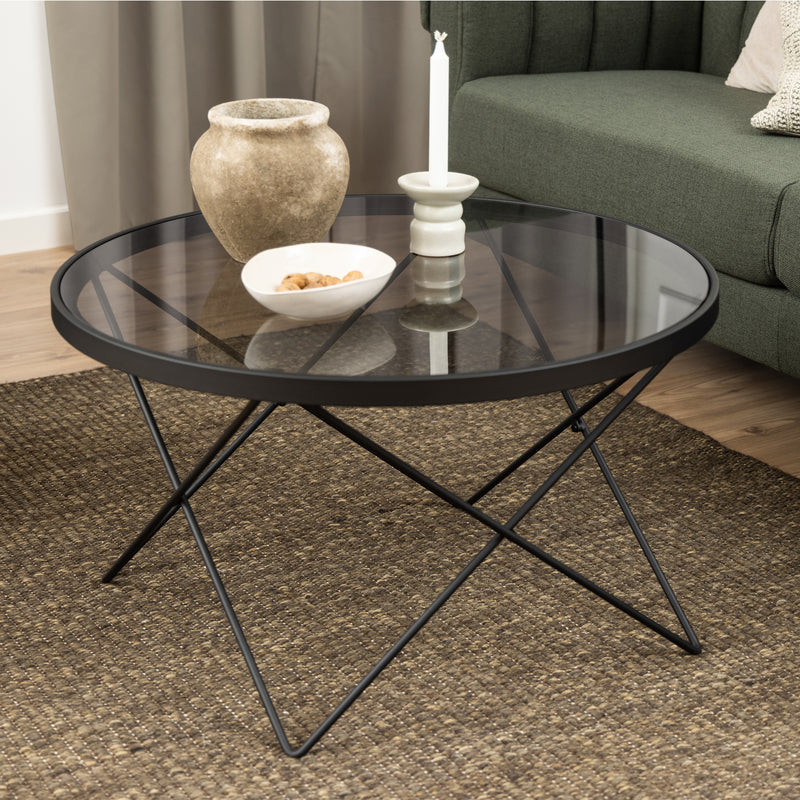 Cuxton Black Coffee Table with Smoked Glass Top – image 7