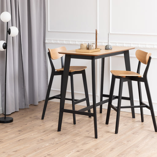 Roxby Bar Table Included 2 Roxby Bar Stool, Black and Oak – image 1