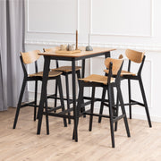 Roxby Bar Table Included 4 Roxby Bar Stool, Black and Oak – image 1
