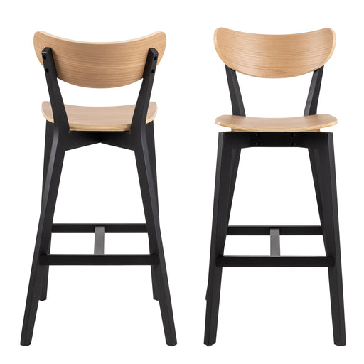 Roxby Bar Stool Set of 2 – Black & Oak – image 2