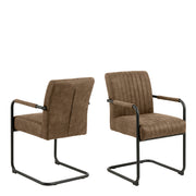 Adele Dining Chair Fabric Set of 2 – Brown – image 1