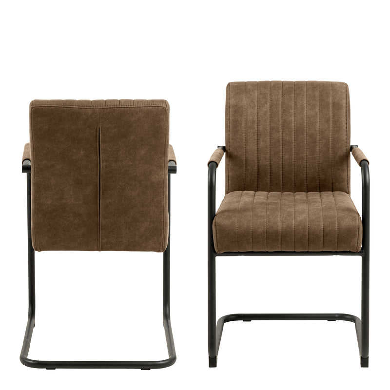 Adele Dining Chair Fabric Set of 2 – Brown – image 2