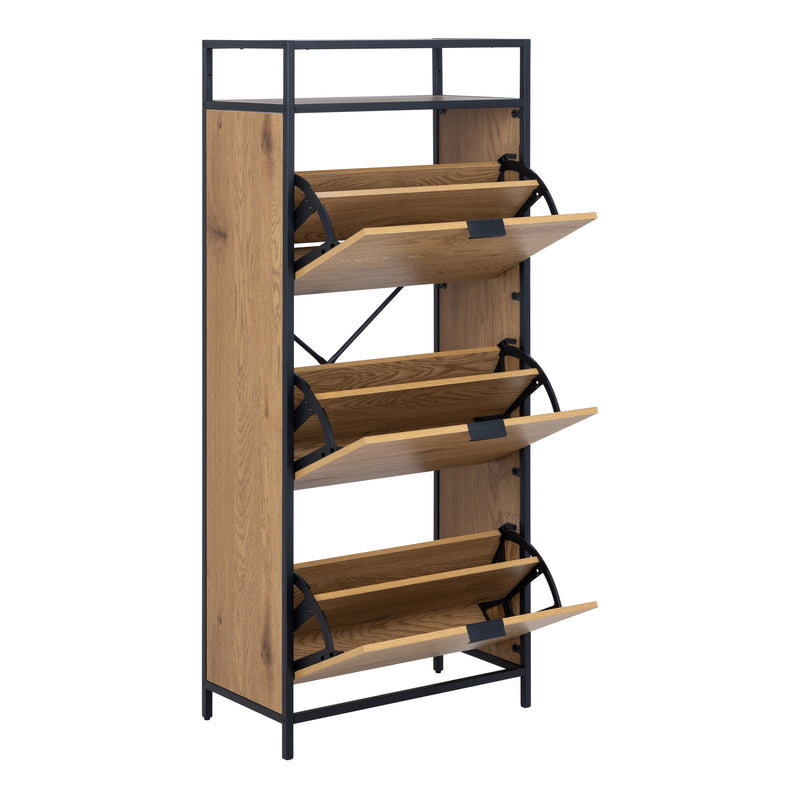 Seaford Shoe Cabinet in Black and Oak – image 4