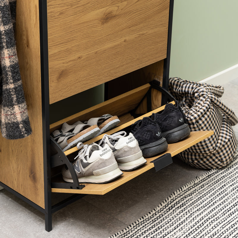 Seaford Shoe Cabinet in Black and Oak – image 6