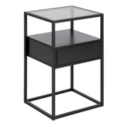 Randolf Bedside Table in Black with Smoked Glass – image 1