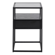 Randolf Bedside Table in Black with Smoked Glass – image 2