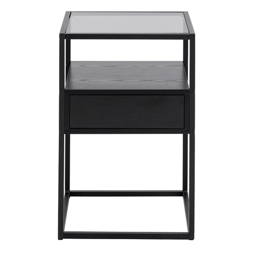 Randolf Bedside Table in Black with Smoked Glass – image 2