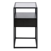 Randolf Bedside Table in Black with Smoked Glass – image 3