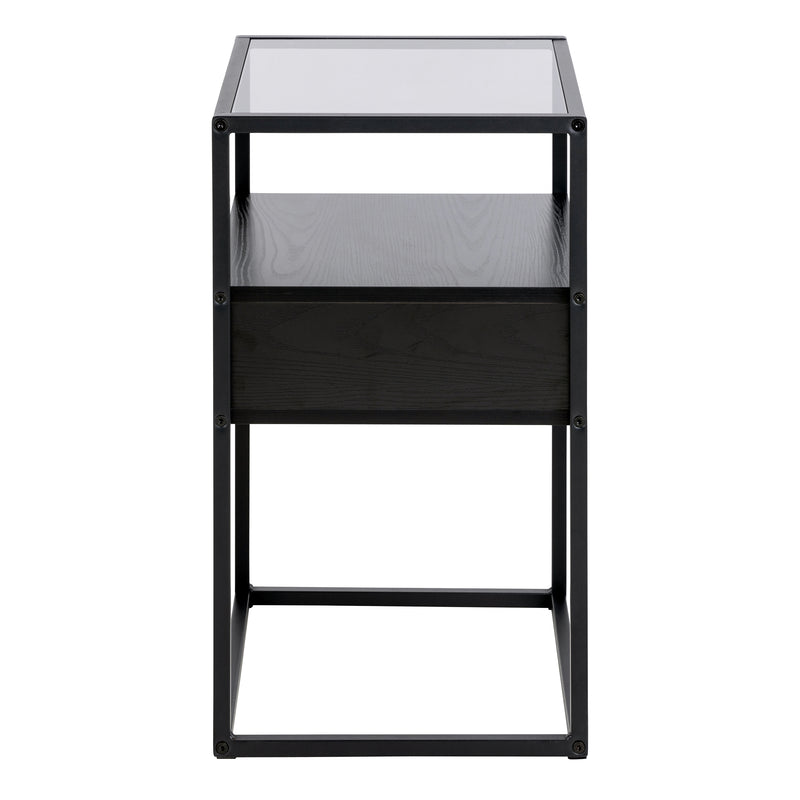 Randolf Bedside Table in Black with Smoked Glass – image 3