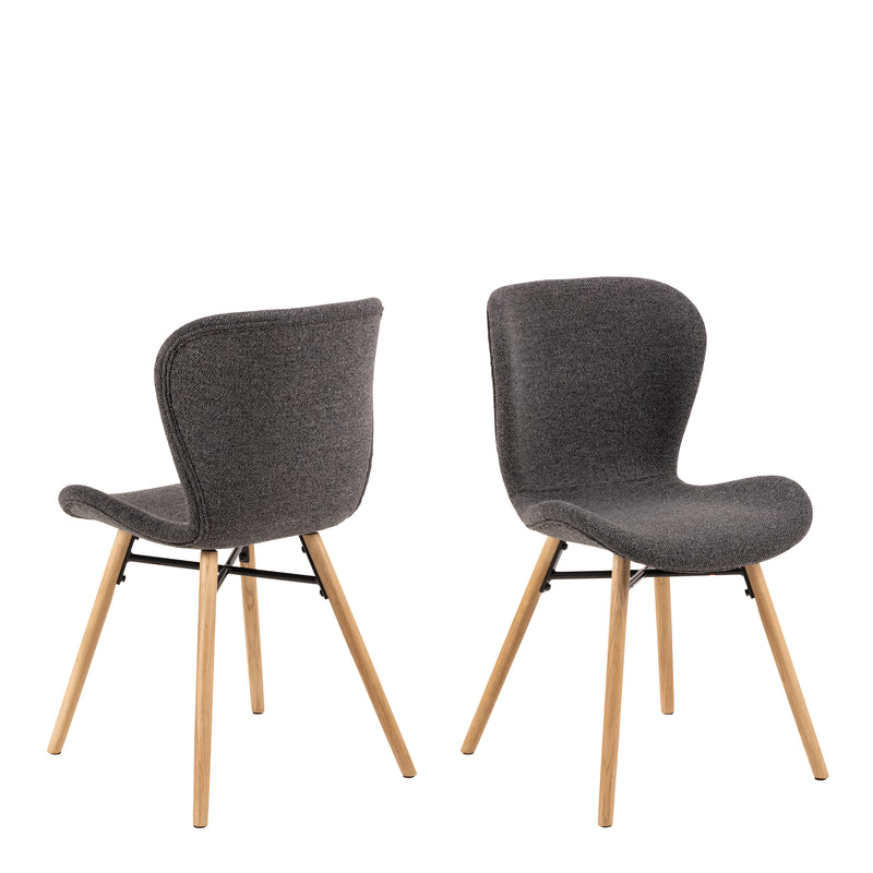 Townsville Round Dining Table in White and Oak Included 4 Batilda Dining Chairs with Grey Fabric and Oak – image 6