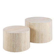 Dice Round Coffee Table Set – Travertine – image 1