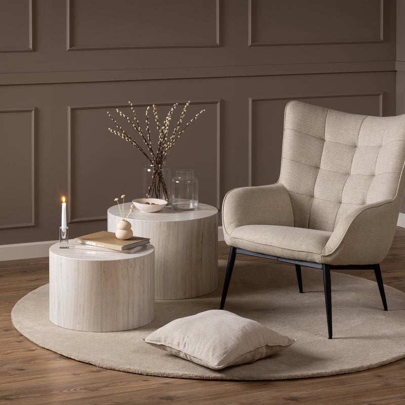 Dice Round Coffee Table Set – Travertine – image 7