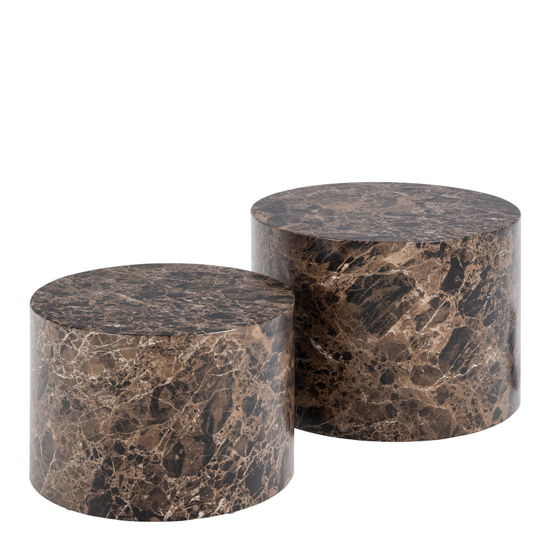 Dice Round Coffee Table Set of and Delhi Rough Paper – Brown – image 1