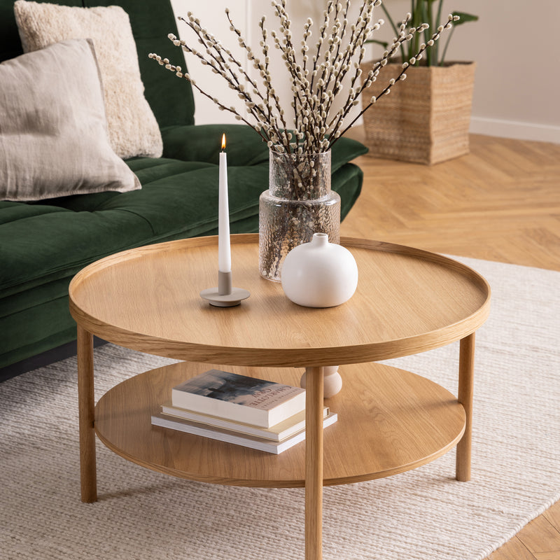 Banbury Round Coffee Table in Oak 80x42cm – image 5
