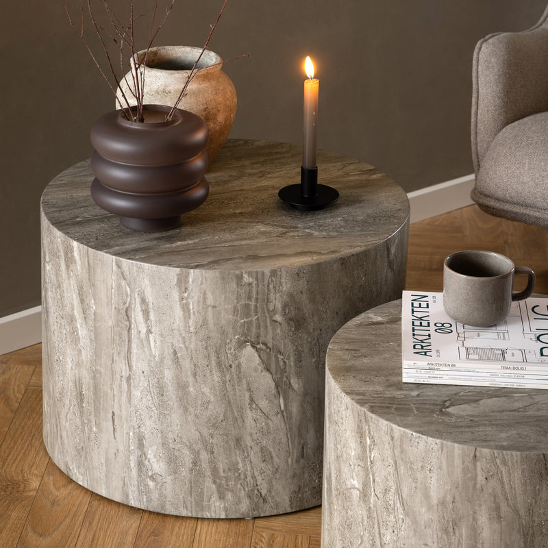 Dice Round Coffee Table Set – Grey – image 5