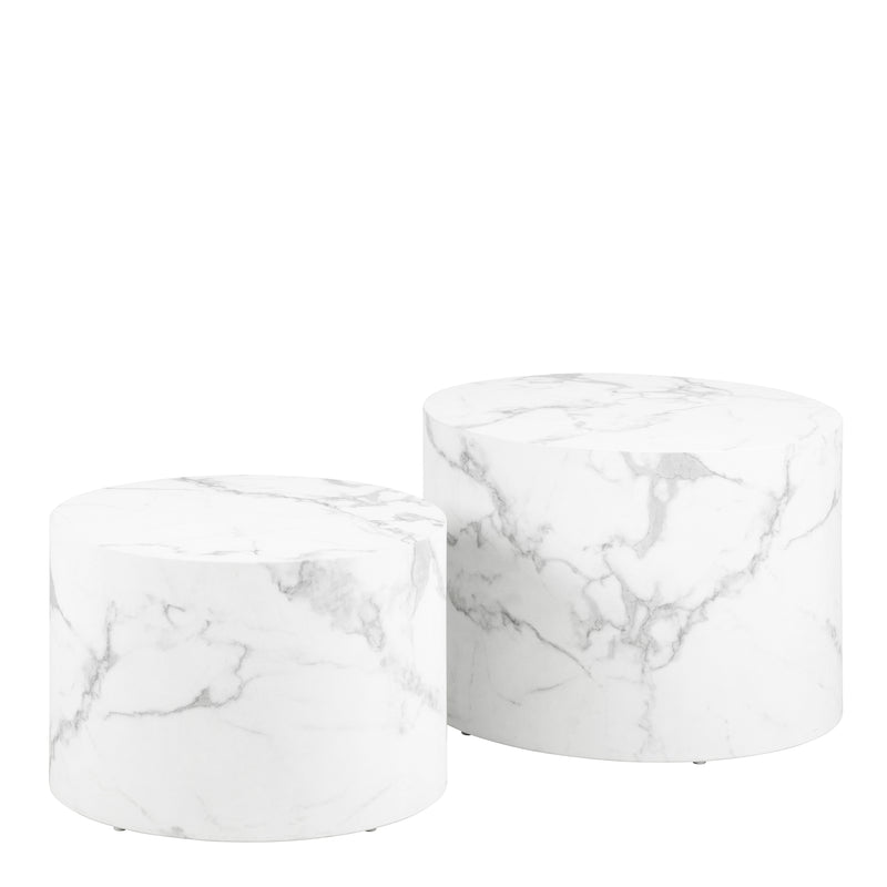 Dice Round Coffee Table Set of and Delhi Rough Paper – White – image 1
