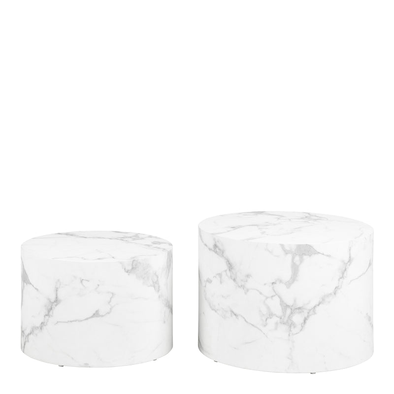 Dice Round Coffee Table Set of and Delhi Rough Paper – White – image 2