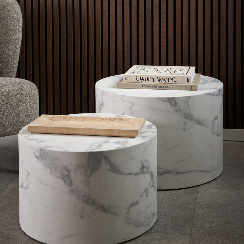 Dice Round Coffee Table Set of and Delhi Rough Paper – White – image 4
