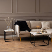 Barossa Coffee Table with Marquina Top and Steel Base – Travertine – image 3