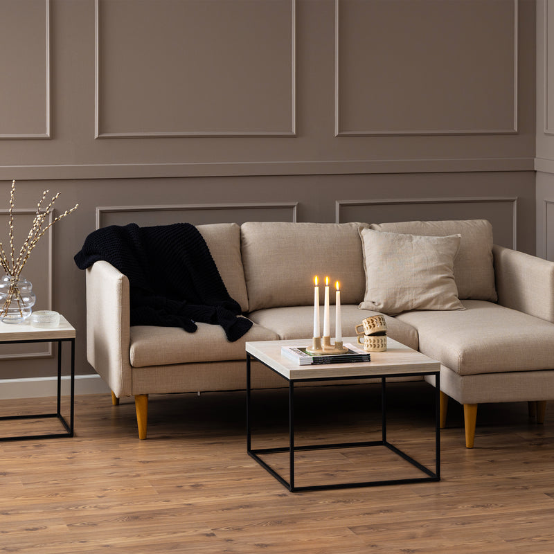 Barossa Coffee Table with Marquina Top and Steel Base – Travertine – image 3