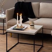 Barossa Coffee Table with Marquina Top and Steel Base – Travertine – image 4