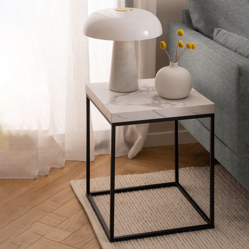 Barossa Coffee Table with Marquina Top and Steel Base – White – image 3