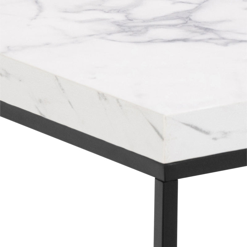 Barossa Coffee Table with Marquina Top and Steel Base – White – image 4