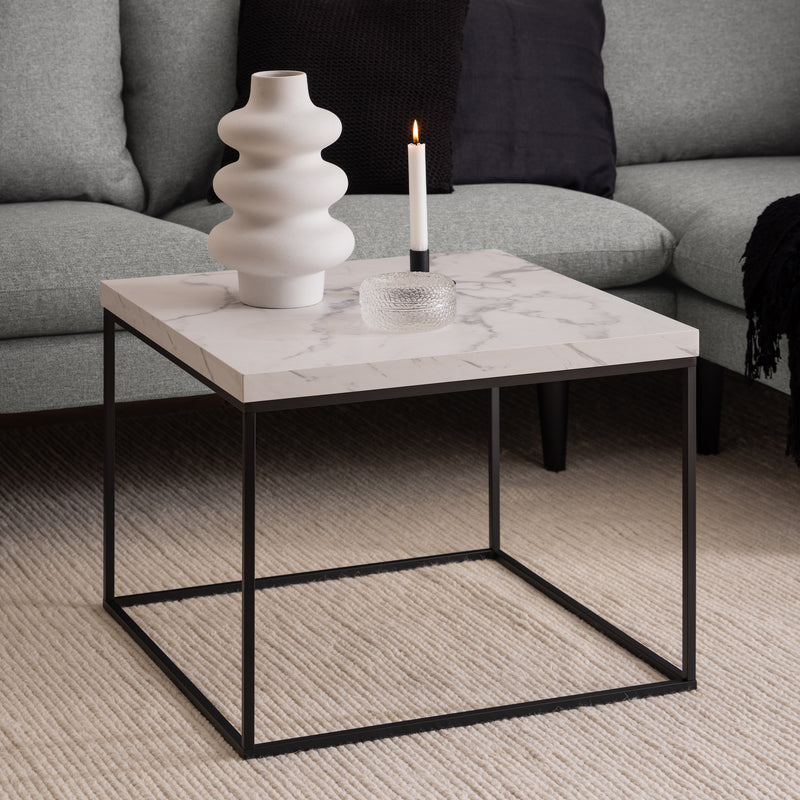Barossa Coffee Table with Marquina Top and Steel Base – White – image 3