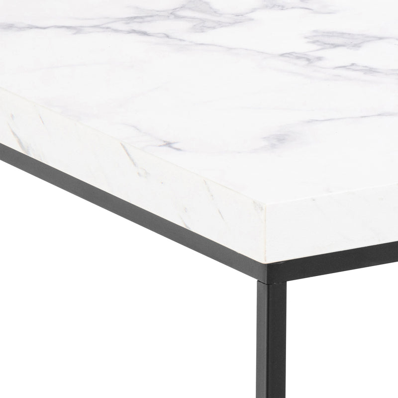 Barossa Coffee Table with Marquina Top and Steel Base – White – image 4