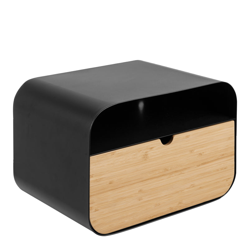 Joliet Wallmounted Bedside Table in Black and Bamboo – image 1