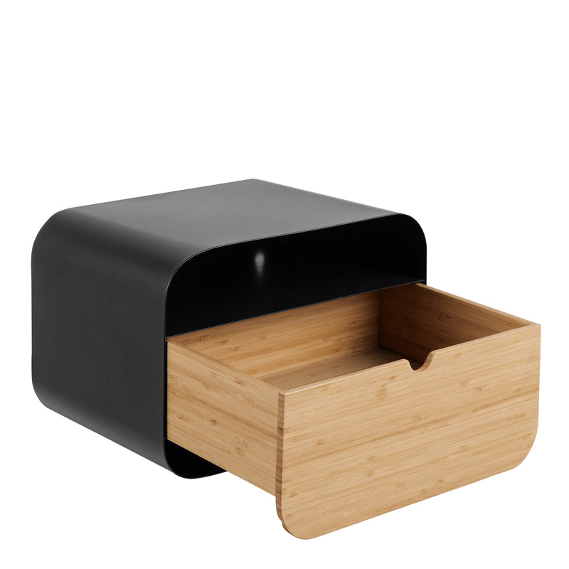 Joliet Wallmounted Bedside Table in Black and Bamboo – image 4